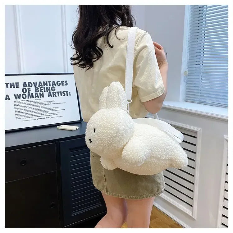 Kawaii Miffy Rabbit plush bag Doll Tote cartoon cute One shoulder Crossbody storage bag Birthday toy Christmas gift
