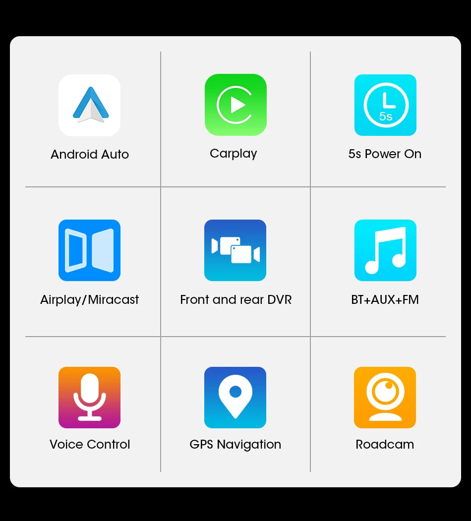 10/11.26 inch Dash Cam 4K Car DVR Wireless Carplay & Android Auto GPS Navigation Video Recorder Dashboard Dual Lens Wifi FM AUX