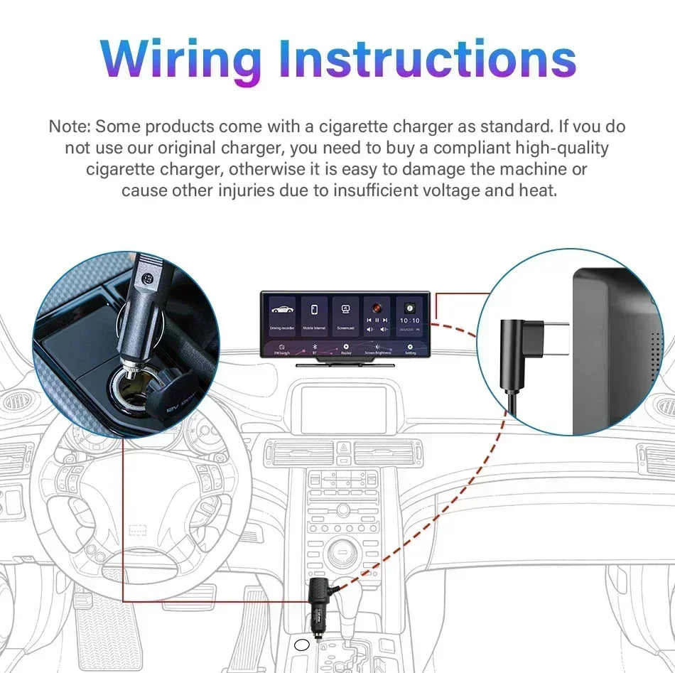 Srnubi 10.26" Dash Cam Rearview Carplay Android Auto 4K DVR Navigation Player Dual Len Recorder Dashboard WIFI BT