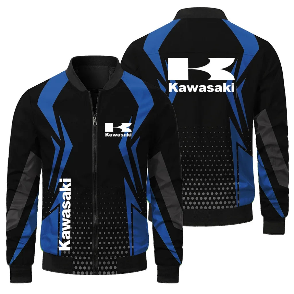 New Kawasaki Men's Racing Jacket 3D Printed Oversized Fashion Outdoor Sports Jacket Casual Windproof Riding Motorcycle Jacket