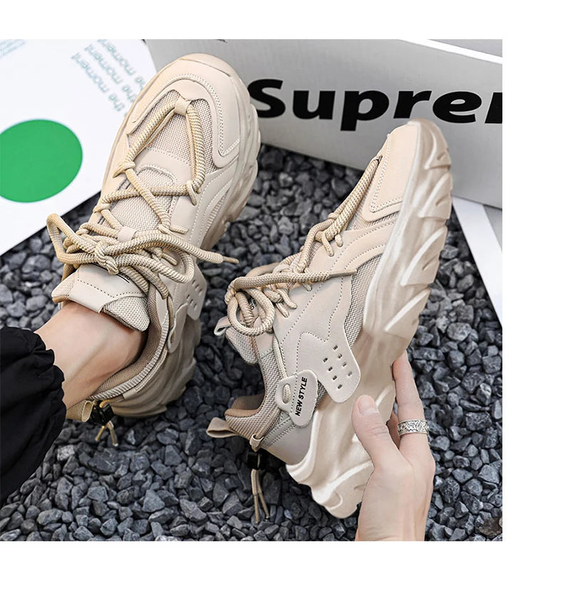 Sport Shose Male Fashion Street Shoes Lightweight Comfortable Lace-Up Gym Shoes Mens White Sneakers Platform Shoes Mens Trainers