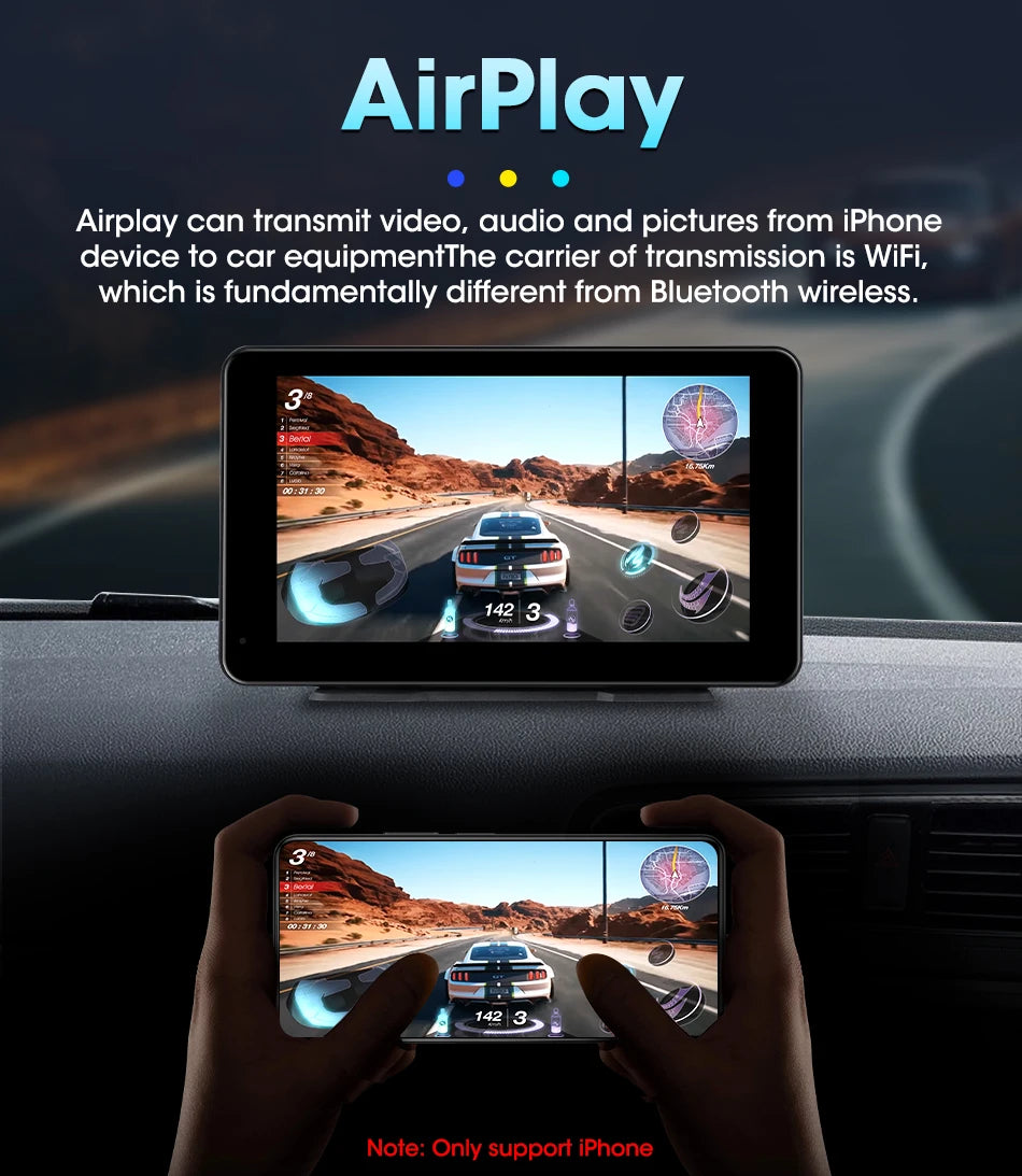 Vtopek 8.1 Inch 2.5K Dash Cam Wireless Carplay Android Auto Car DVR WiFi GPS Navigation Rearview Camera Dashboard Video Recorder