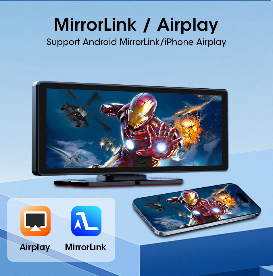 Vtopek 8.1 Inch 2.5K Dash Cam Wireless Carplay Android Auto Car DVR WiFi GPS Navigation Rearview Camera Dashboard Video Recorder