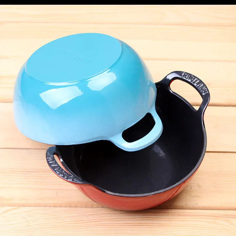 Cast iron enamel pot, internet famous small blue pot, helmet, ingot pot, soup pot, stew pot, enamel pot
