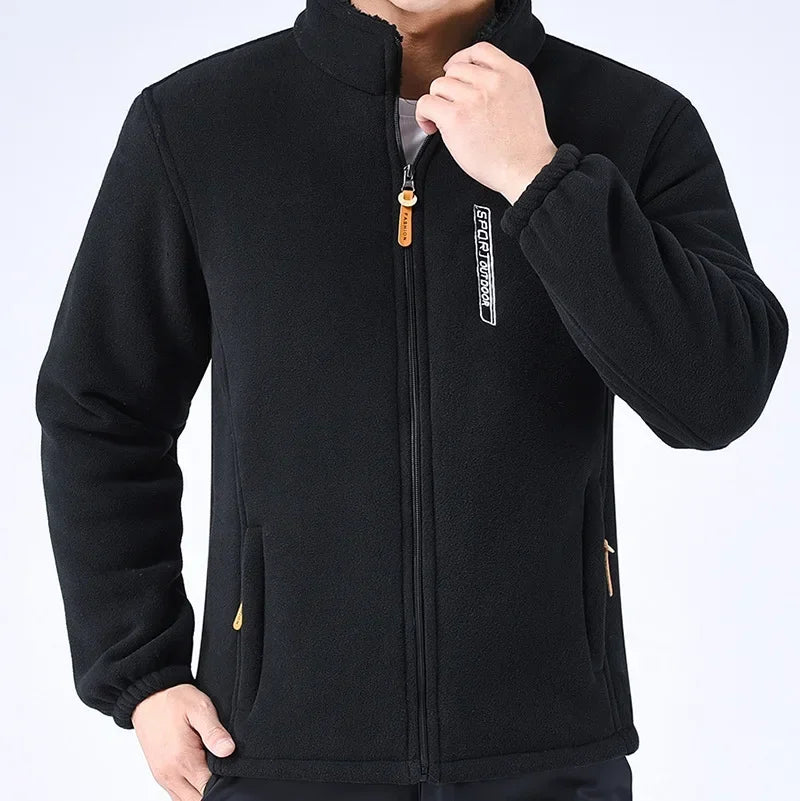 Winter Thicken Polar Fleece Jacket Warmth Windproof Full Zip Up Coat Multiple Zipper Pockets Outdoors Plus Size Jackets Outwear
