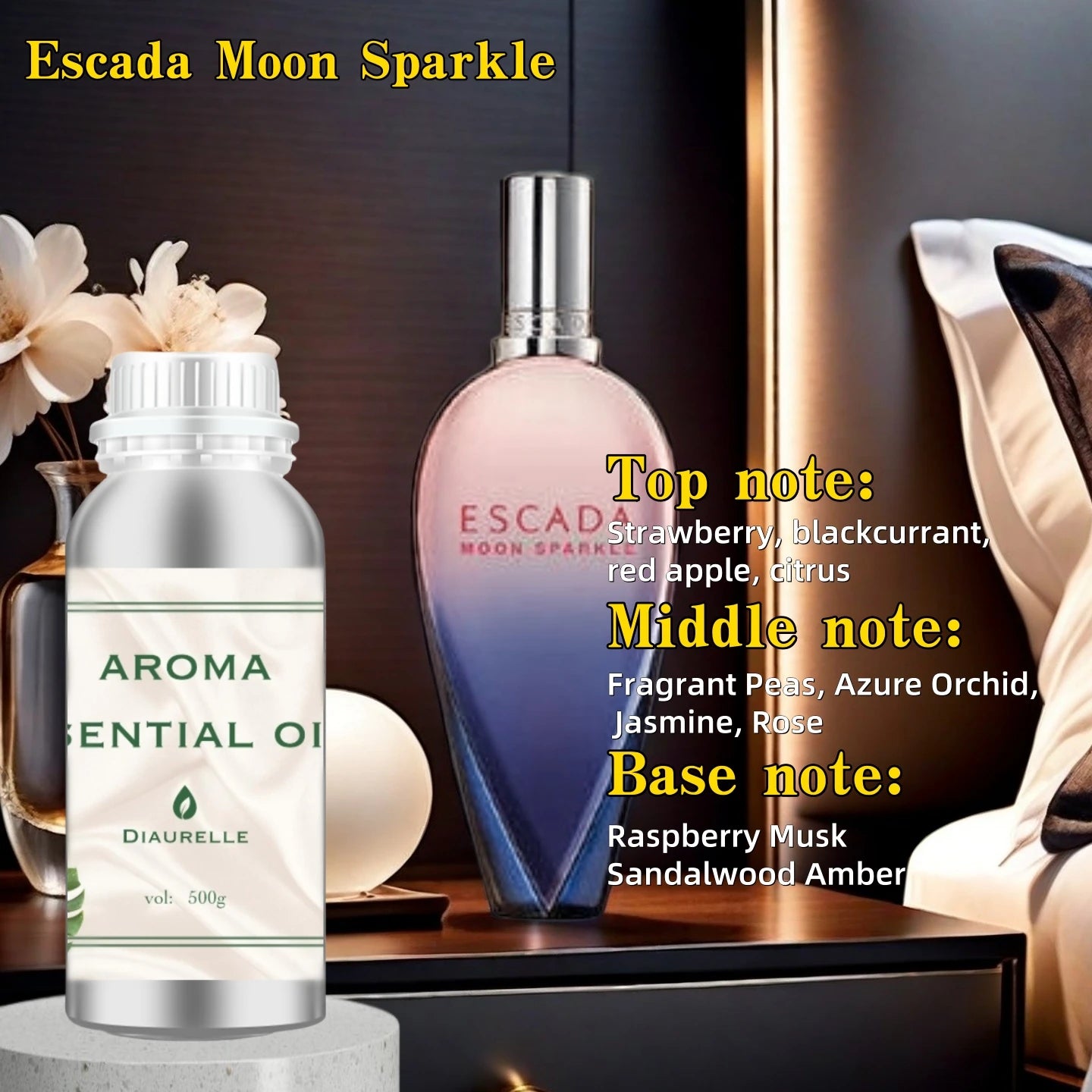 Aroma Diffuser Perfume Fragrance Oil Pure Scented Air Freshener Scent Diffusers Diaurelle 500ML Essential Oil Diffuser Natural