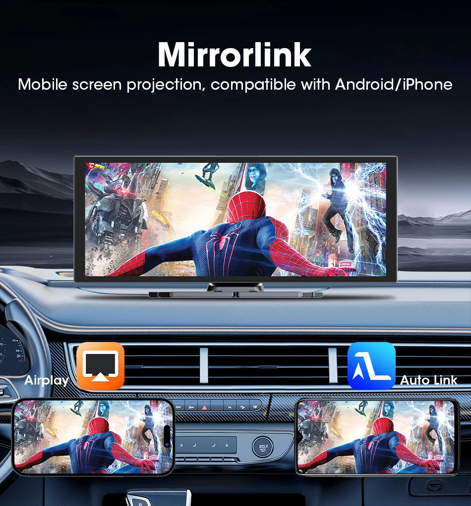 Develuck NEW 11.26 inch 4K DVR Wireless CarPlay and Android Auto Portable Dash Cam Car Screen Video Recorder 5G WIFI Navigation