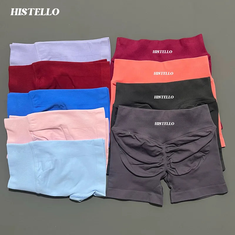 HISTELLO Impact Shorts Df Substitute High Waist Women Yoga Workout Shorts Seamless Leggings Stretch Fitness Gym Running Shorts