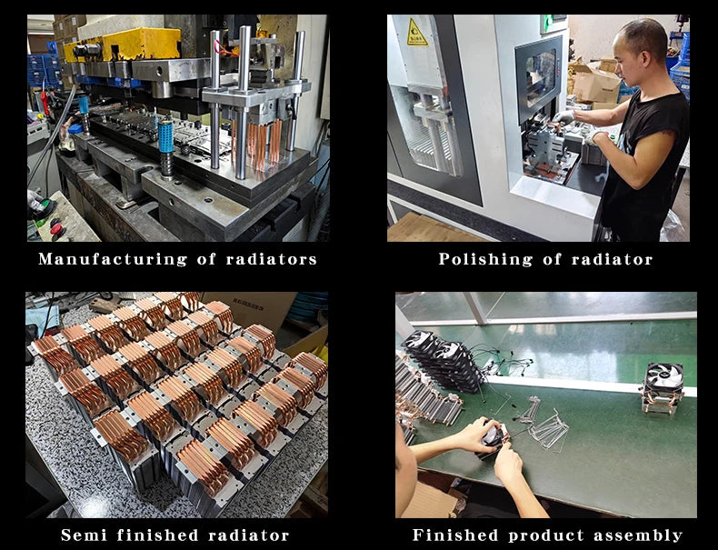 QiuzAim 2 Heatpipes Aluminum Copper AM4 1700 Cpu Cooler 1200 Radiator RGB Tower 115x Heatsink For PC Deskop AM5 1150 i3 i5 i7