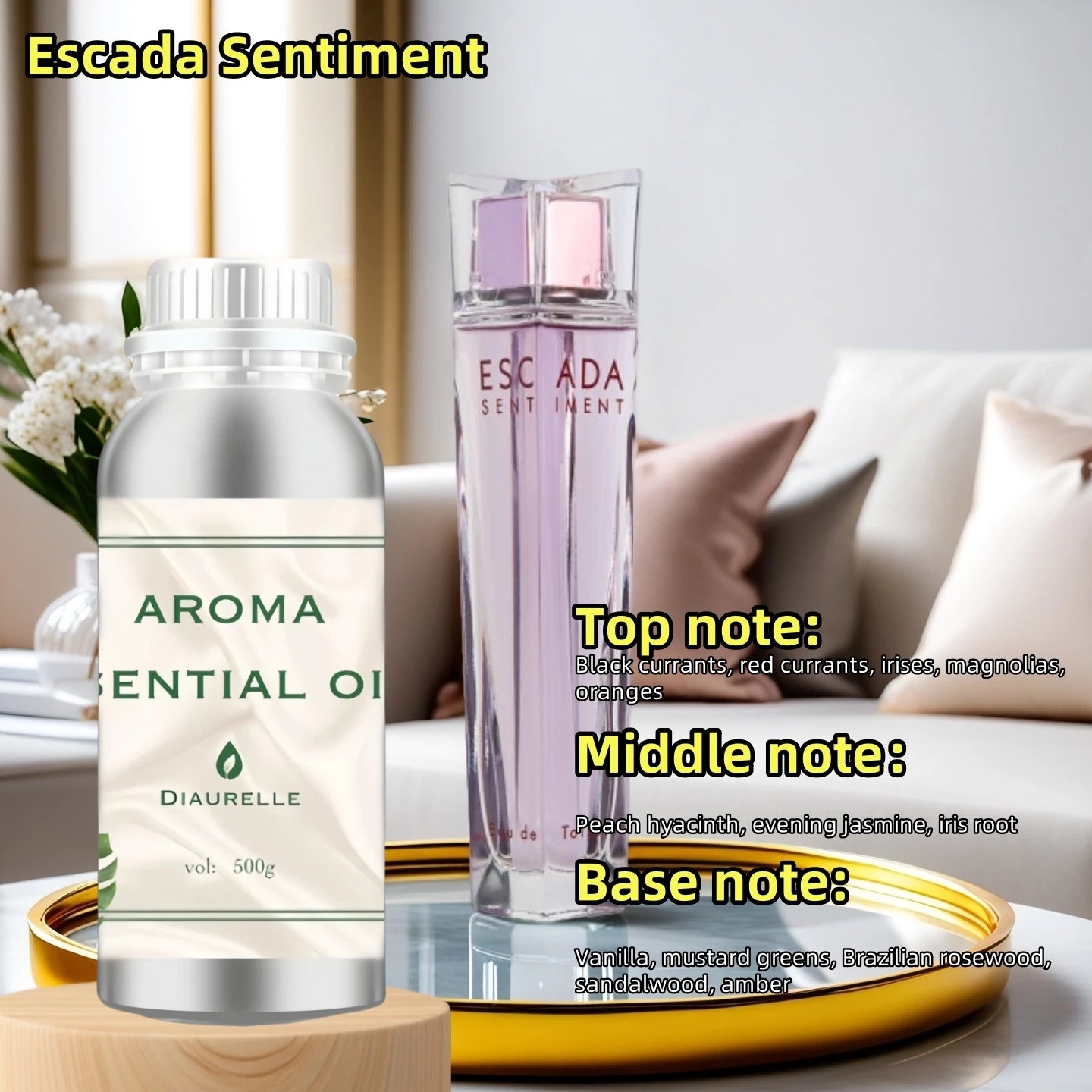 Aroma Diffuser Perfume Fragrance Oil Pure Scented Air Freshener Scent Diffusers Diaurelle 500ML Essential Oil Diffuser Natural