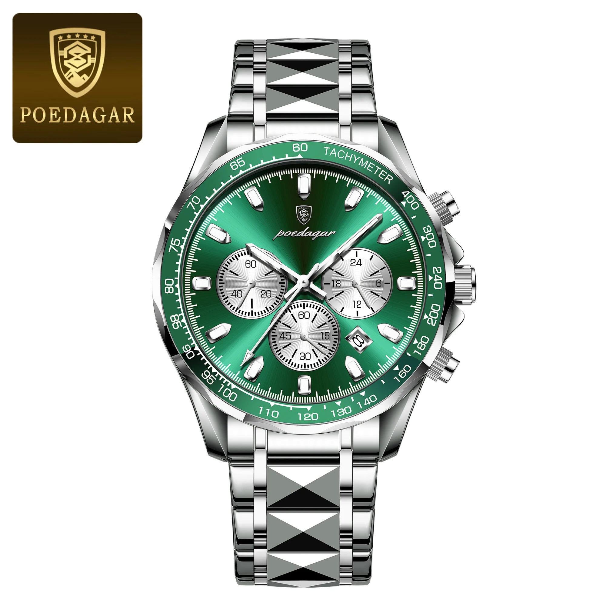 POEDAGAR Luxury Men's Watches Waterproof Luminous Date Chronograph Watch For Man Stainless Steel Fashion Sports Quartz Men Watch