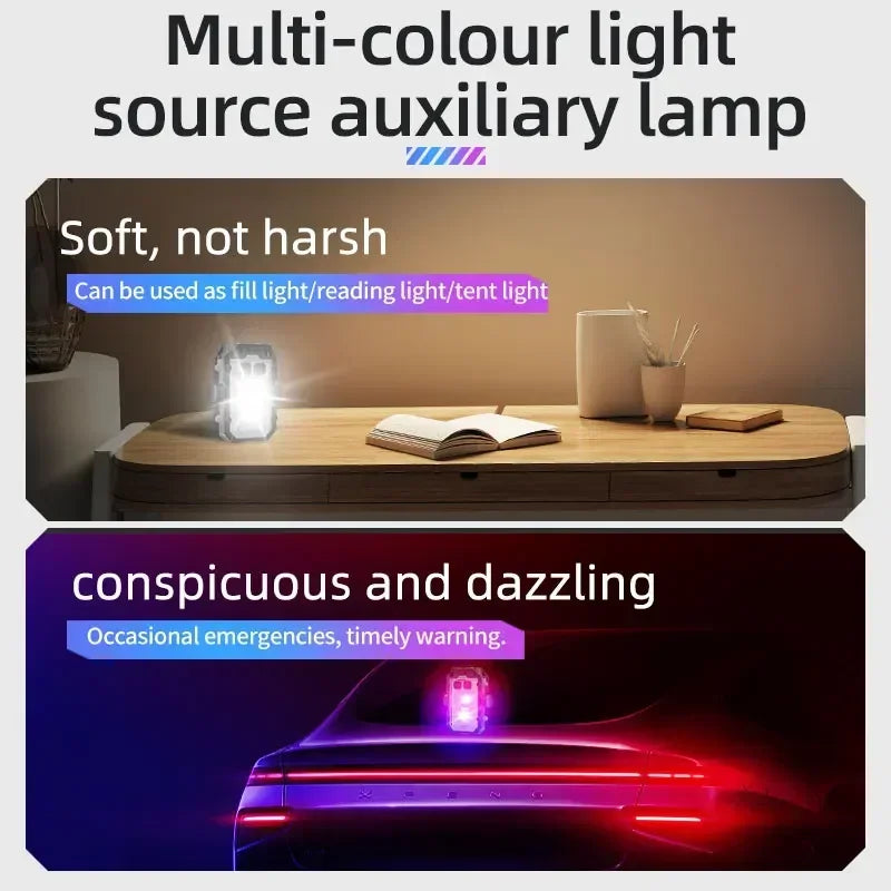 Mini LED Keychain Light Portable Magnetic EDC Flashlight Outdoor Camping Fishing Emergency Work Hat Clip Lamp With FingertipGyro