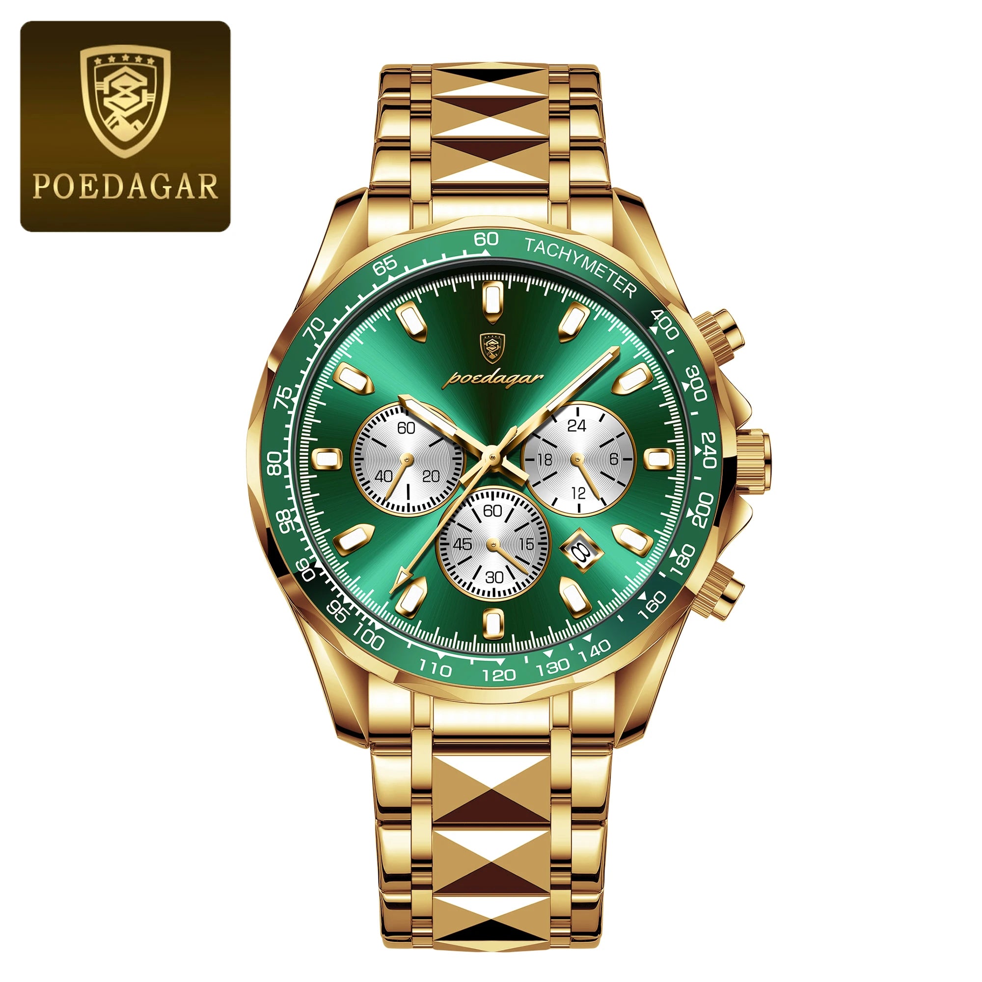 POEDAGAR Luxury Men's Watches Waterproof Luminous Date Chronograph Watch For Man Stainless Steel Fashion Sports Quartz Men Watch