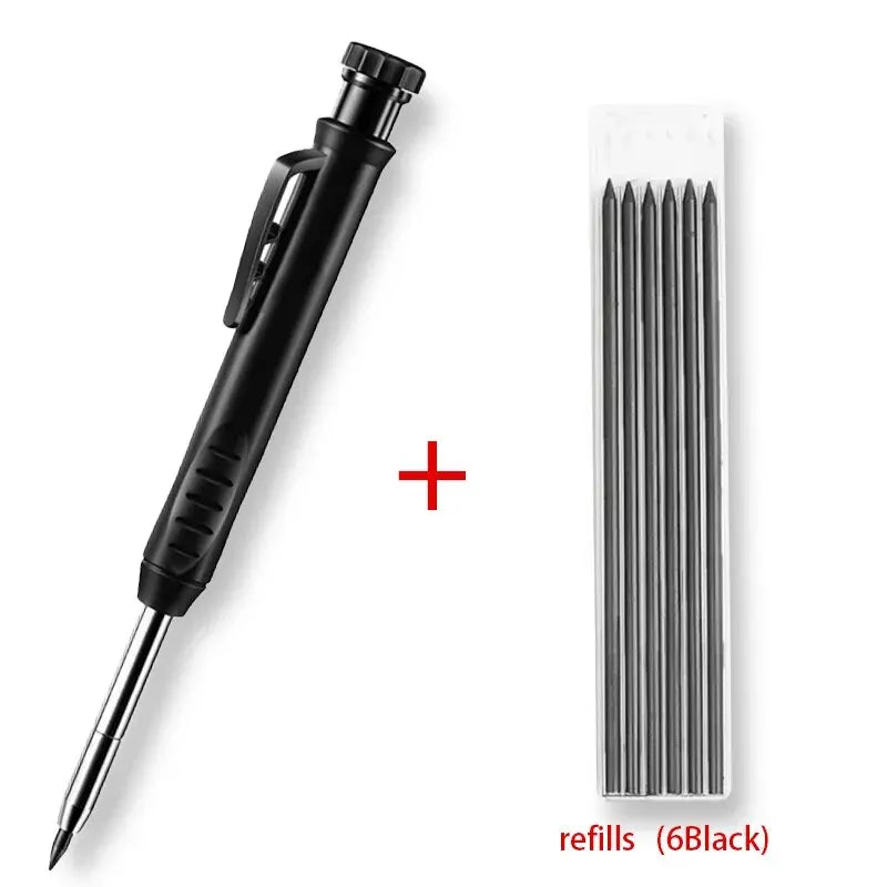 Solid Carpenter Pencil Set Woodworking Tools Mechanical Pencil 5 Colors Refill Construction Job Tools Carpentry Marking Scriber