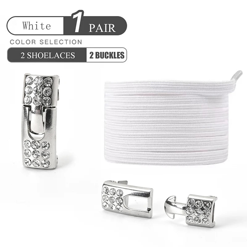 No Tie Shoe Laces Diamond Buckle Elastic Laces Shoelaces Sneaker Kids Adult Shoelace Suitable For Sports Casual Shoes Boots