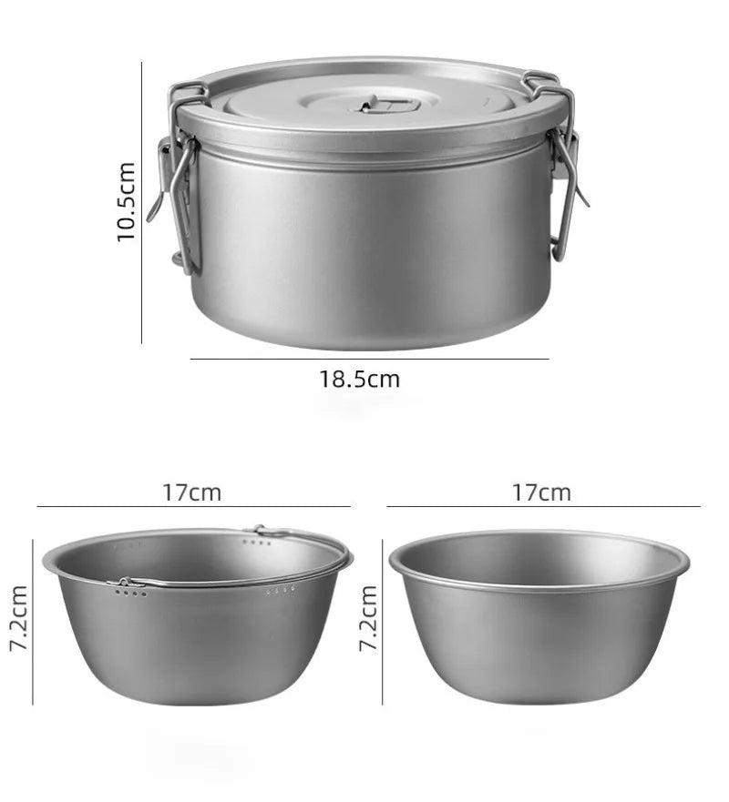 Outdoor Lightweight Titanium Pot Portable Travel Useful Large Capacity Camping Cooking Pot Family Picnic Camp Cooking Supplies