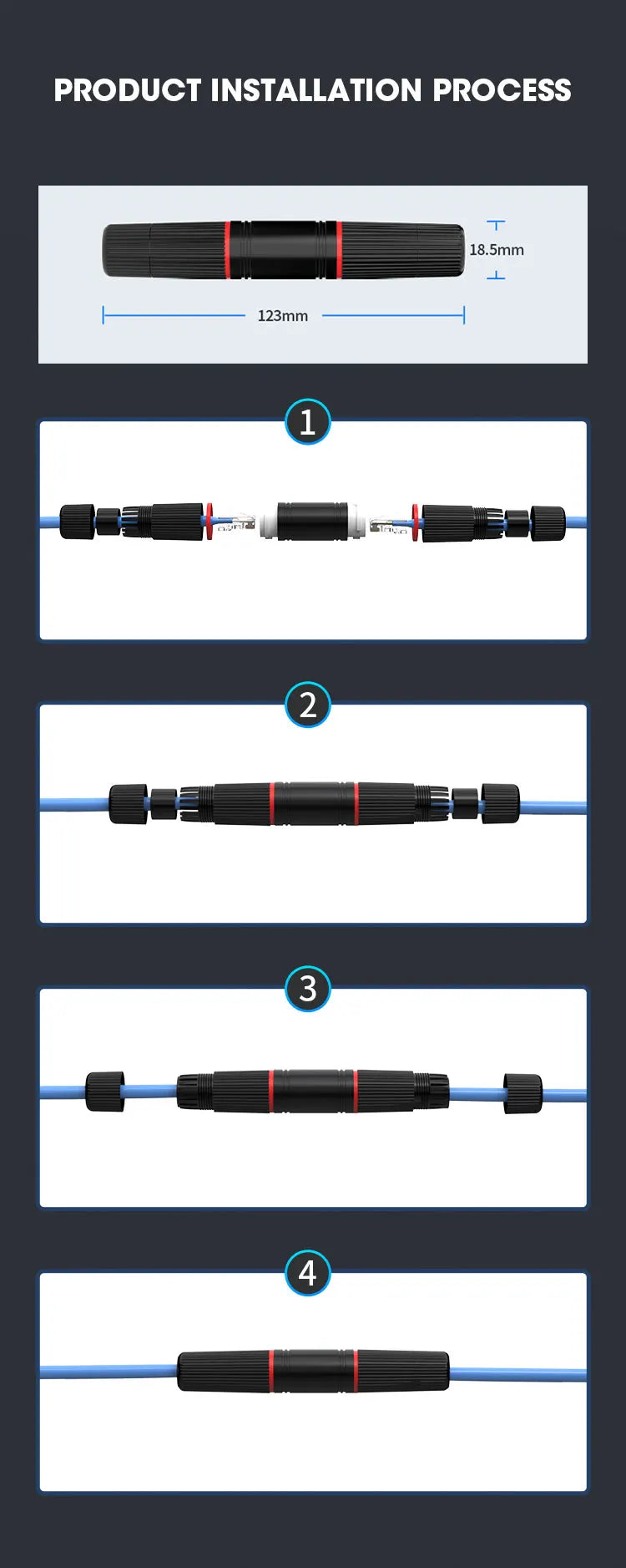 ZoeRax RJ45 Connector Waterproof IP67 Ethernet Network Cable Connector Coupler Outdoor Lan Coupler Adapter Female for Cat5e CAT6
