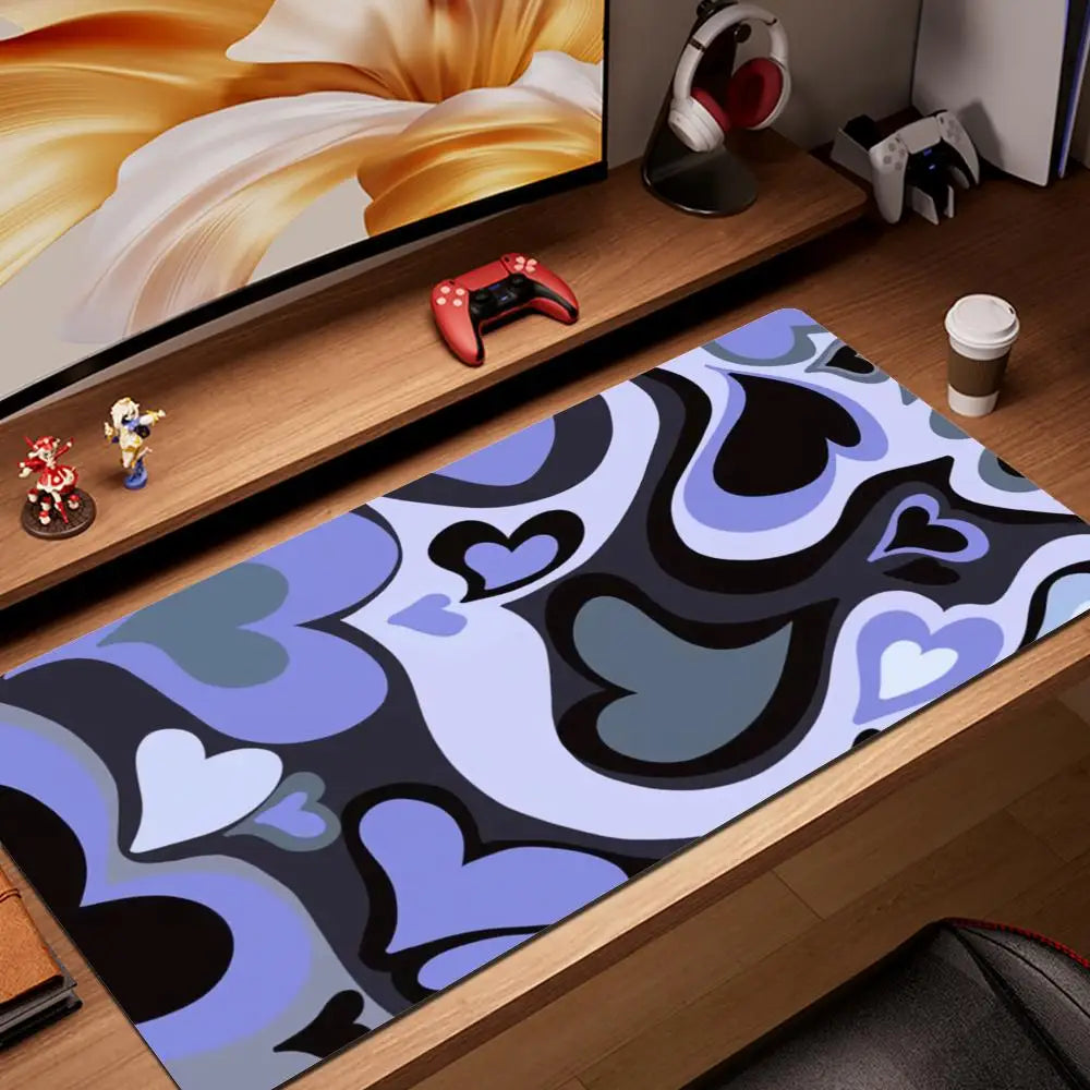 Coffee Love Heart Gaming Accessories Laptop Mousepad Rubber Anti-skid Keyboard Mat Computer Offices Game Desk Mat Pink Mousepad