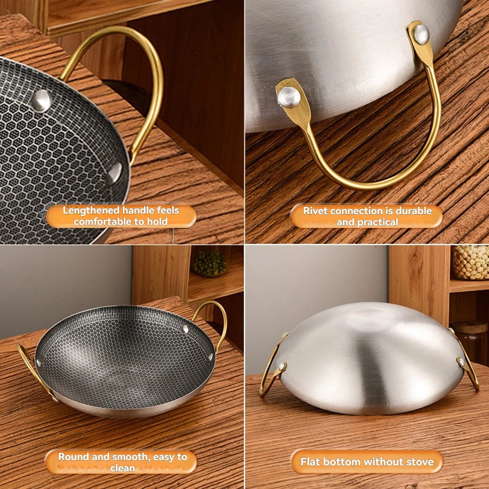 1pc  thick non stick pot, dry pot, commercial double ear bar tripod, honeycomb pot, coated dry pot, small hot pot