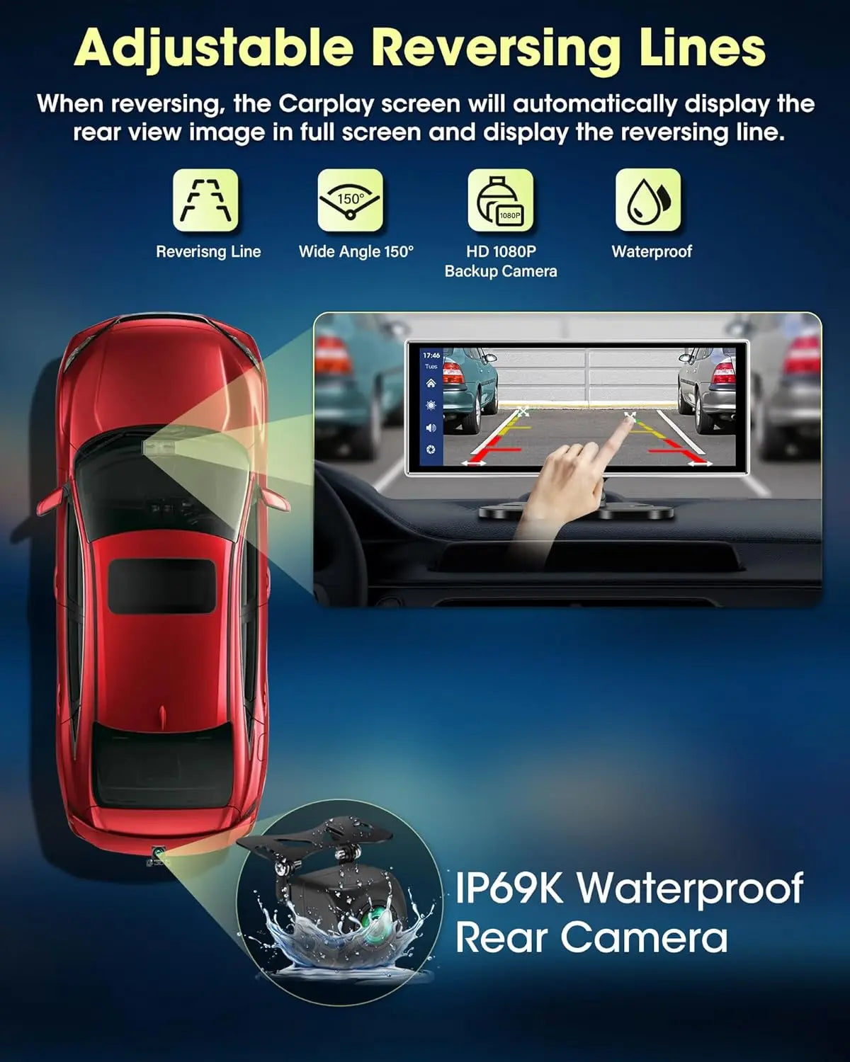 7/10.26"/11 26" Dash Cam 4K Car DVR Wireless Carplay Android Auto Ai Screen 1080P Camera GPS Navigation Video Recorder Bluetooth