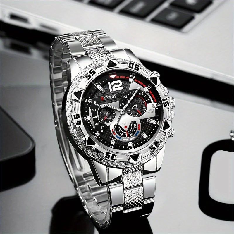 Men Watch 2pcs/set, Classic Fashion Men's Business Quartz Watches Sets Analog Casual Wrist Watch Sets, Gifts for Men.