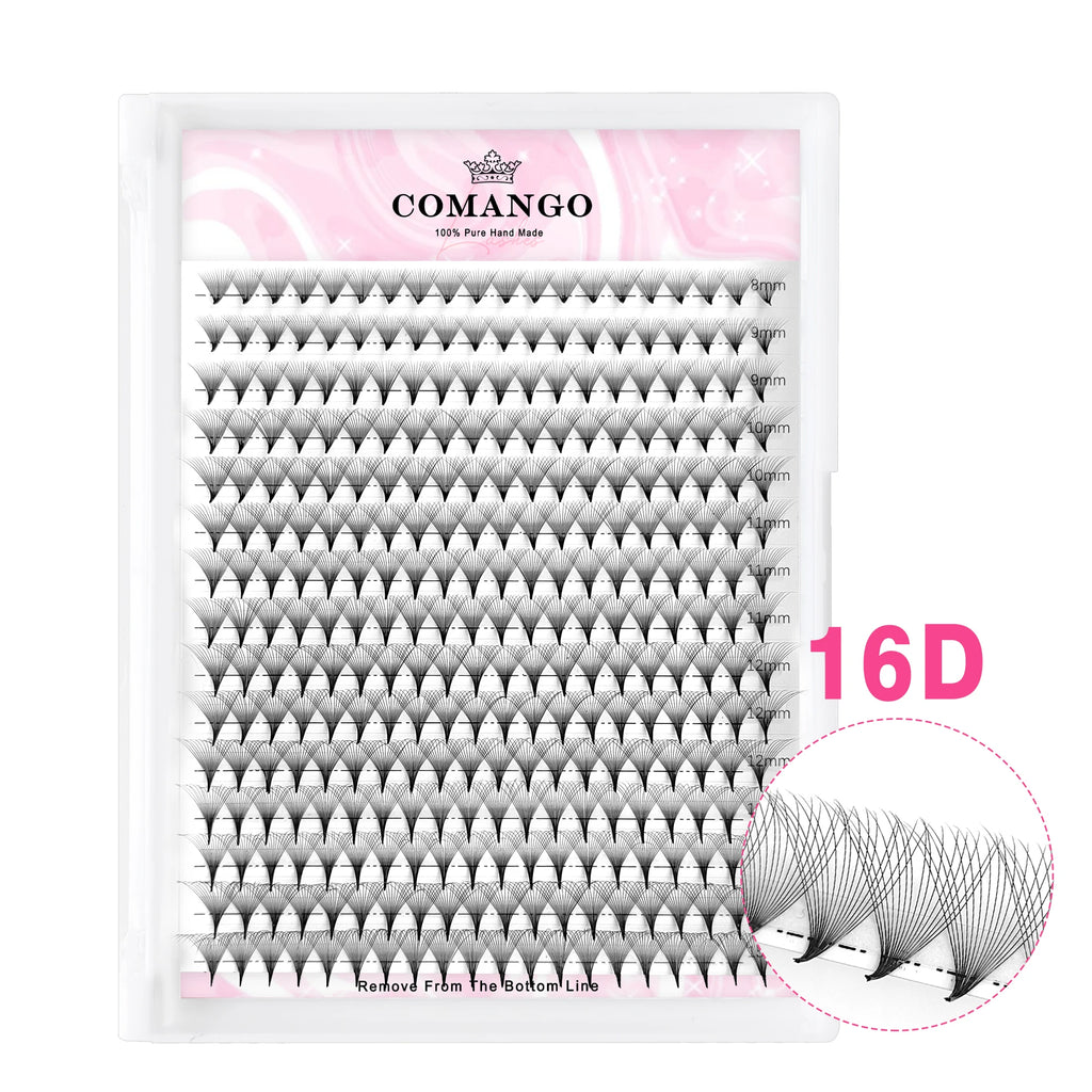 CoMango Wispy Pointy Base Premade Russian Volume Fans 3D 6D 10D 12D 14D 16D Lashes Extension 300 Fans False Mink Eyelashes