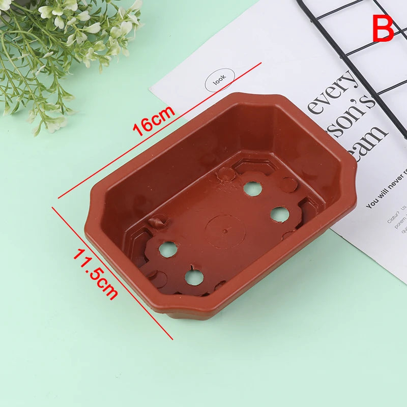 1pc Bonsai Pots Vintage Plastic Bonsai Plants Growing Pot Rectangular Classical Bonsai Pot Cactus Pot Flower Pot Gardening Pot