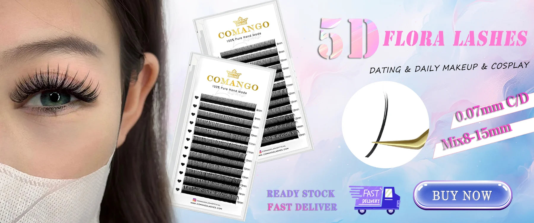 CoMango Wispy Pointy Base Premade Russian Volume Fans 3D 6D 10D 12D 14D 16D Lashes Extension 300 Fans False Mink Eyelashes