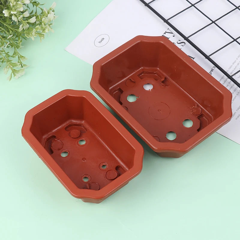 1pc Bonsai Pots Vintage Plastic Bonsai Plants Growing Pot Rectangular Classical Bonsai Pot Cactus Pot Flower Pot Gardening Pot