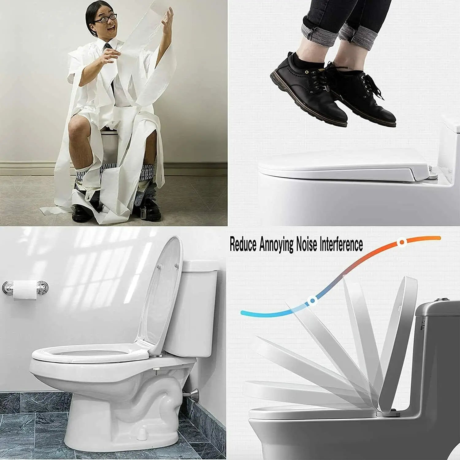 BRIEFNESS D-Type Toilet Cover with Soft-Close Mechanism clip-on toilet seat Antimicrobial Easy to CleanRemovable