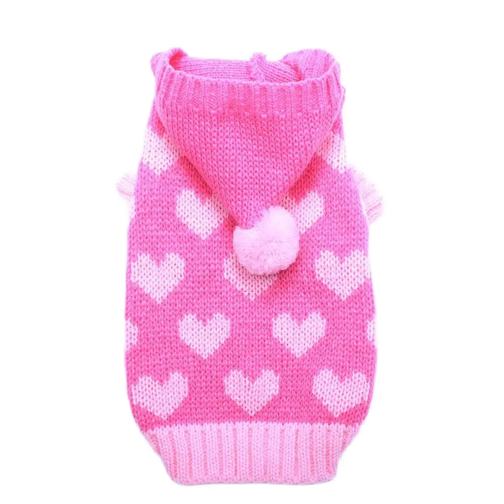 Cat Dog Sweater Hoodie Hearts Patterns Jumper Pet Puppy Coat Jacket Warm Clothes for Chihuahua Yorkie Poodle