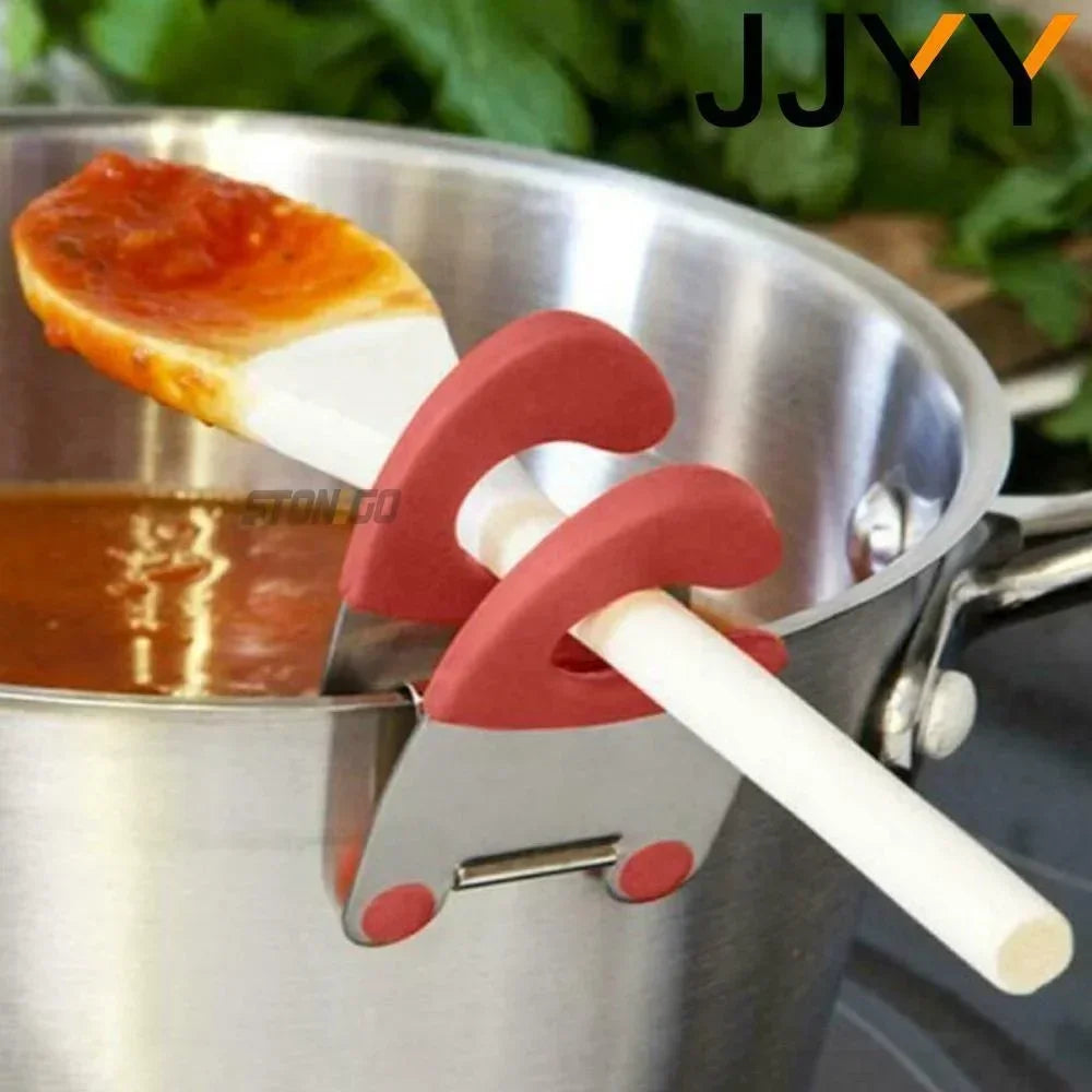Stainless Steel Pot Spoon Holder, Anti-Scald Silicone Grip Pot Clip Holder For Spoon, Kitchenware Bowl Clip, Cooking Utensils