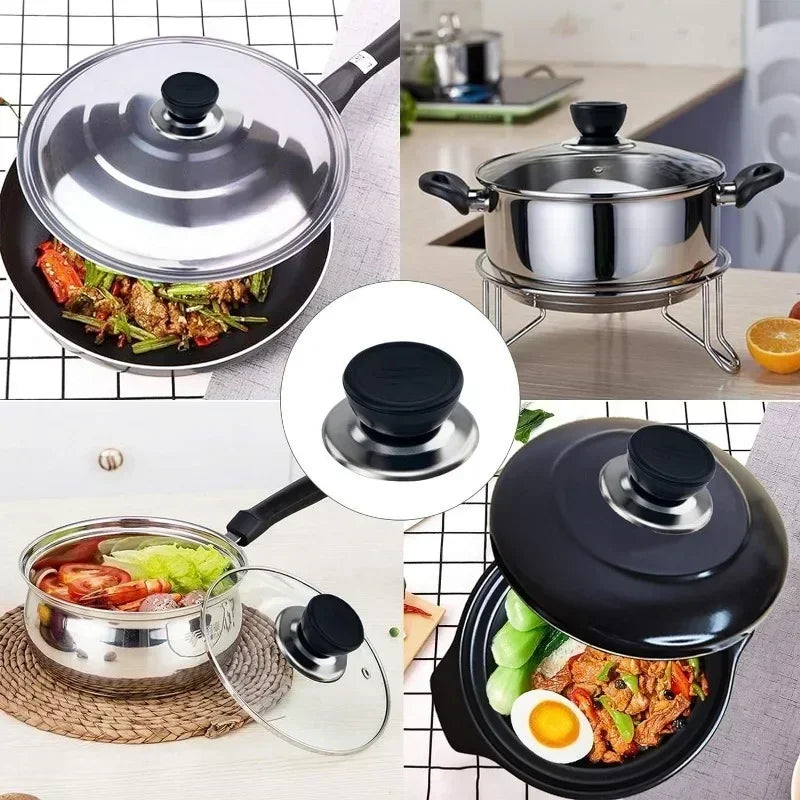 Black Anti-Scalding Pot Lid Knob Replaceable Universal Pot Lid Handle Pot Lid Head Kitchen Accessories Handle Pot Cap Pot Handle