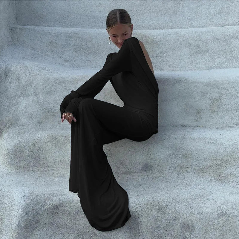 Women's Clothing 2025 Autumn New Style High-end Temperament Sexy Backless Dress Long Skirt Slim Fit Long Sleeved Dress