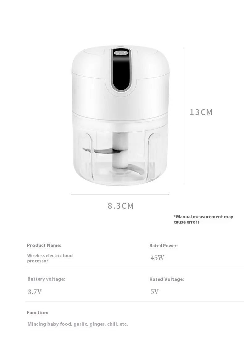 Electric Mini Garlic Vegetable Chopper Garlic Masher Portable Chopper Multi Function Meat Grinder Masher Machine Usb Charging