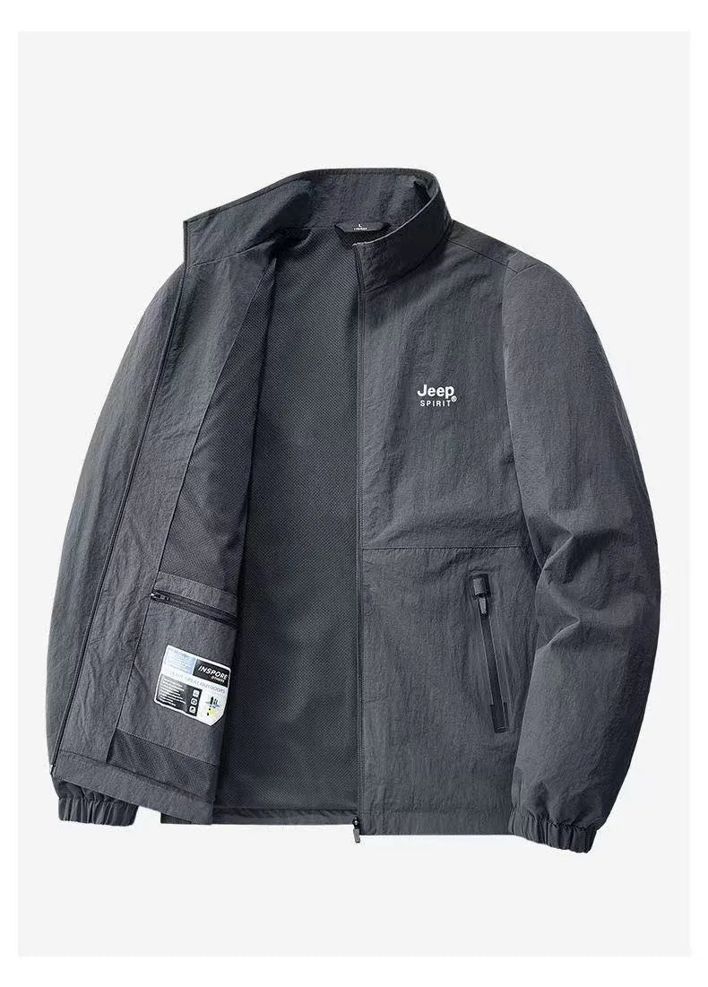 JEEP spirit men's jacket thin spring and autumn leisure stand collar outdoor fashion sports top