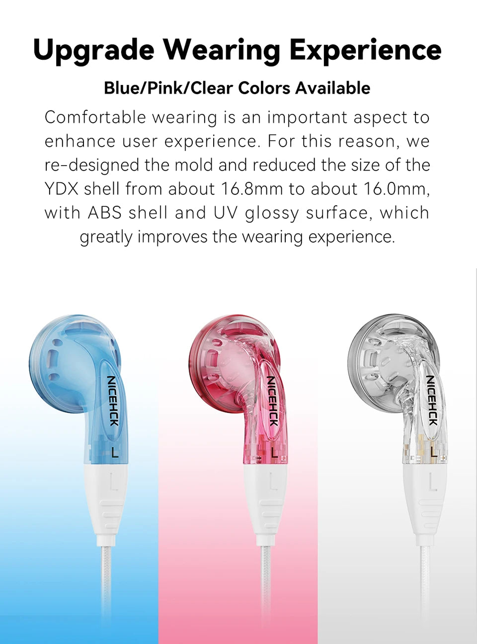 NICEHCK YDX Earbud HiFi Wired Microphone Earphone 14.8mm Dynamic Driver Music Headset With 2Pin Silver Plated OCC Mixed Cable