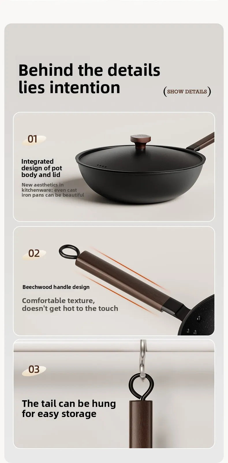 Iron pot without coating, flat bottomed pot already cooked, household induction cooker, gas stove, universal non stick pot