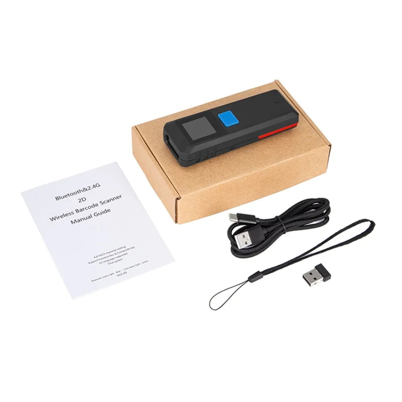 Mini Bluetooth Portable 1D 2D Barcode Scanner with Display Can Store data Easy to Operate connect  Mobile Phone or Laptop