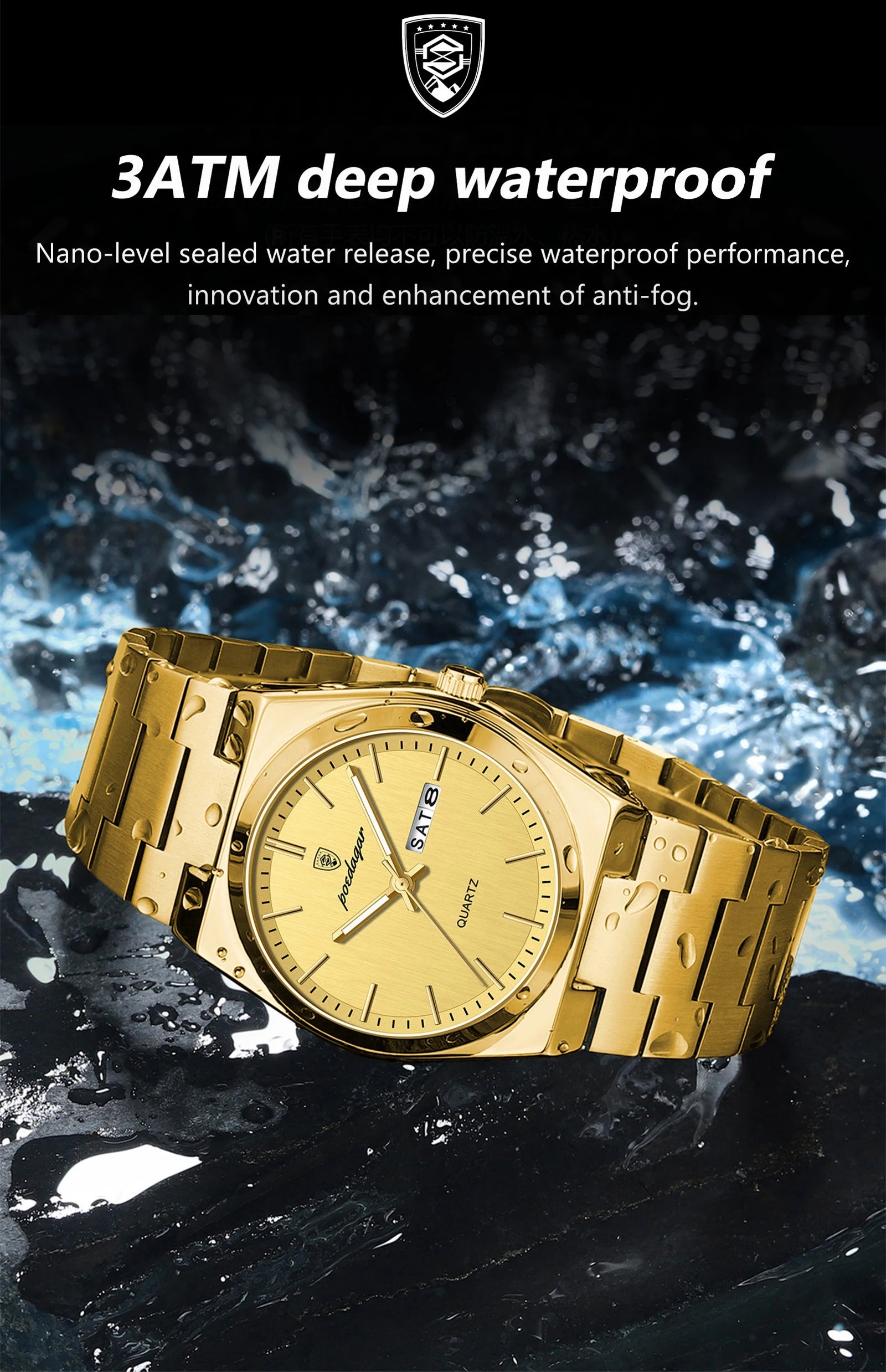 POEDAGAR Fashion Classic Man Watch Waterproof Luminous Date Week Luxury Men Watch Stainless Steel Quartz Business Men's Watches