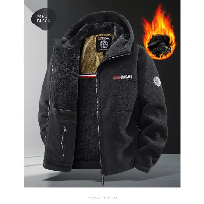 Winter New Fashion Trend Retro Sports Thick Warm Lamb Wool Jacket Men's Casual Loose Comfortable High-Quality Plus Size Jacket