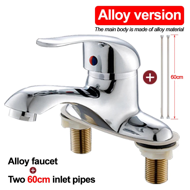 Household Bathroom Basin Faucet, with Dual Control for Hot and Cold Water, Made of High-quality Copper or Alloy Material
