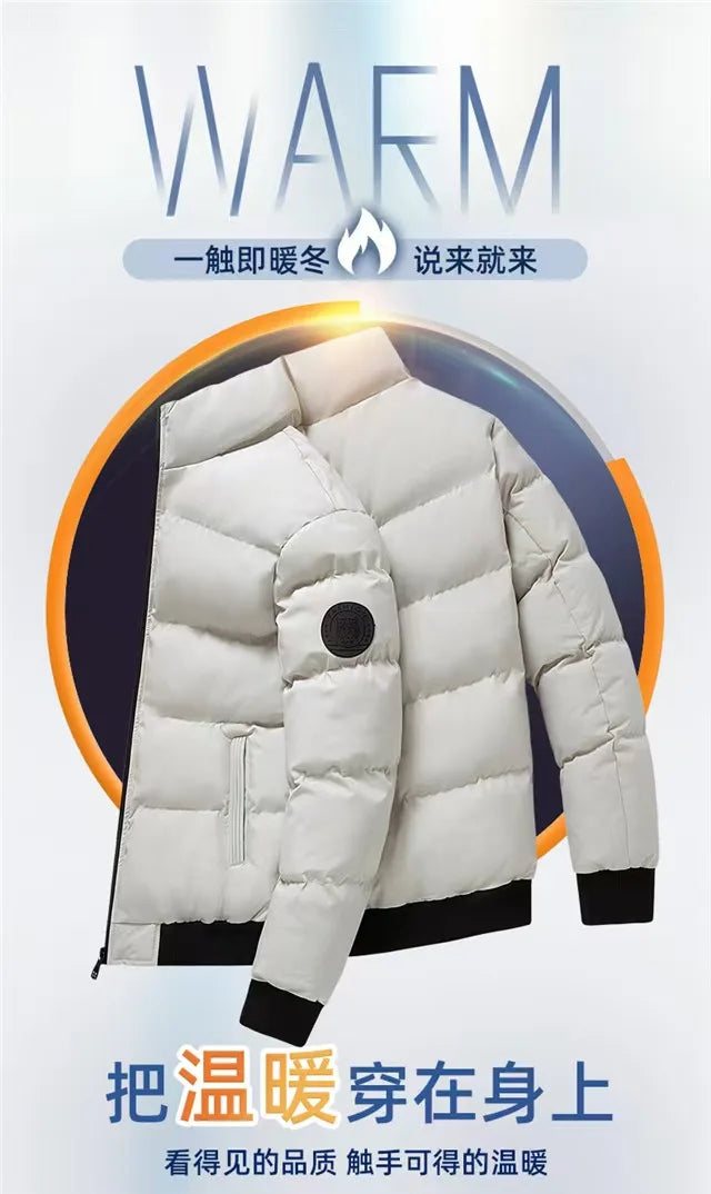 2025UFC new thick jacket, warm cotton-padded jacket, winter casual sports down jacket, stand-up collar windproof jacket