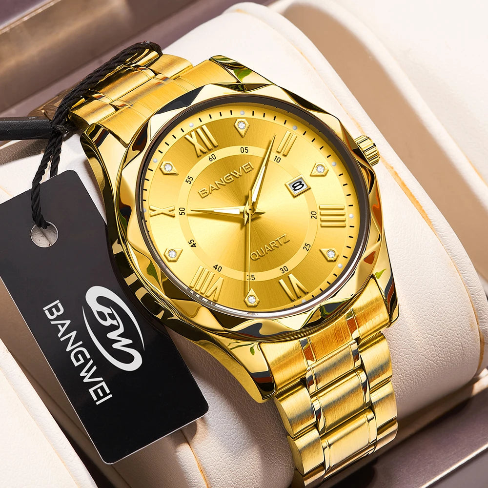 LIGE Men Watch BangWei Top Brand Luxury Watch Men Waterproof Week Date Clock Sport Watch Men Quartz Wristwatch Relogio Masculino
