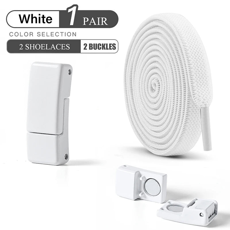 Magnetic Buckle No Tie Shoe Laces Elastic Shoelaces Without Ties Laces Sneaker Kids Adult Widened Flat Shoelace for Shoes