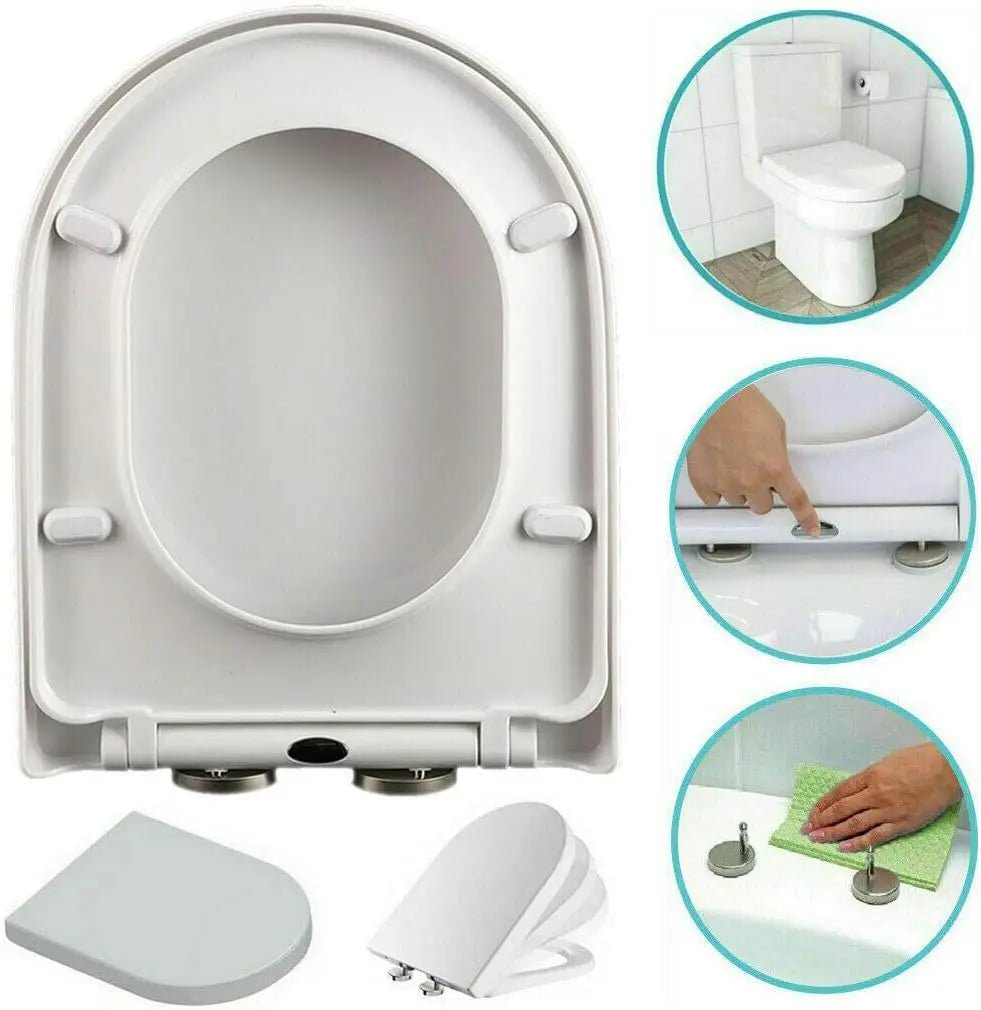 BRIEFNESS D-Type Toilet Cover with Soft-Close Mechanism clip-on toilet seat Antimicrobial Easy to CleanRemovable