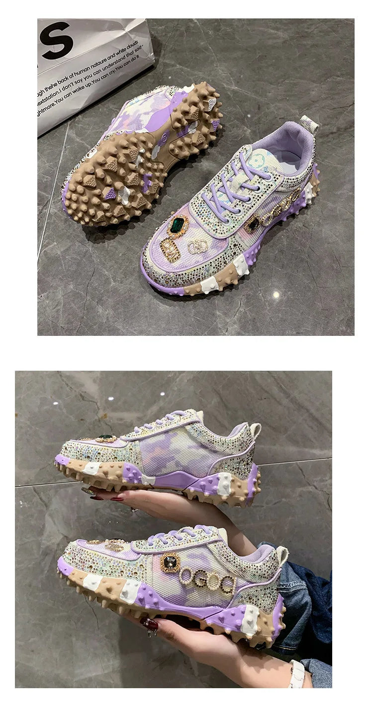 2025 Women Shoes New Rhinestone Women Sneakser Diamond Breathable Casual Designer Sneakers for Women Tenis Shose