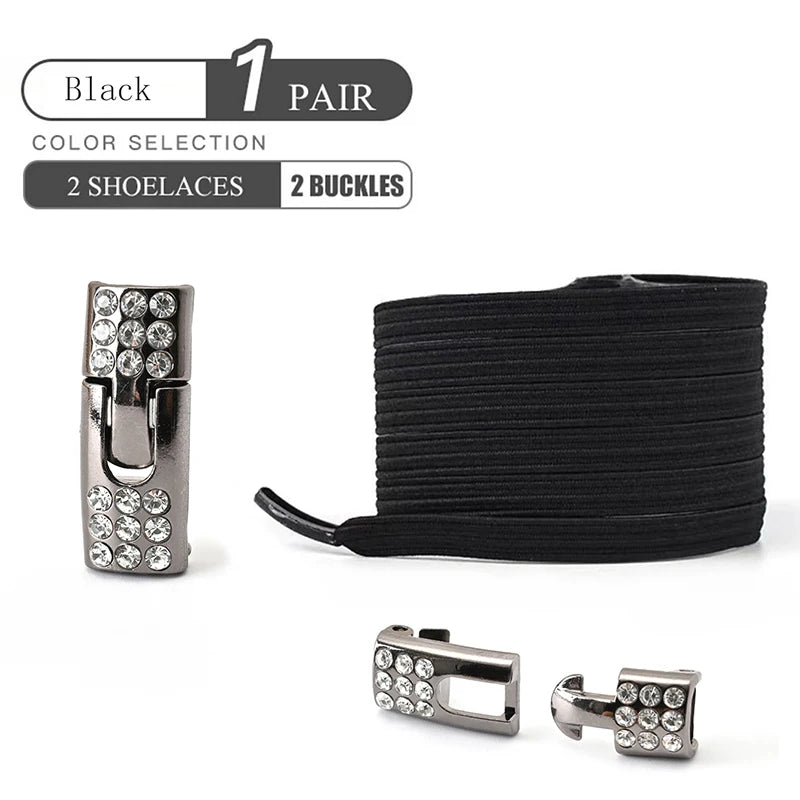 No Tie Shoe Laces Diamond Buckle Elastic Laces Shoelaces Sneaker Kids Adult Shoelace Suitable For Sports Casual Shoes Boots