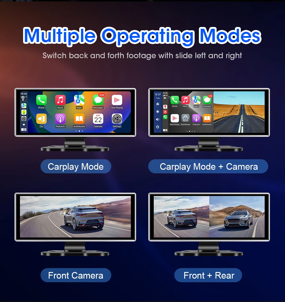 10/11.26 inch Dash Cam 4K Car DVR Wireless Carplay & Android Auto GPS Navigation Video Recorder Dashboard Dual Lens Wifi FM AUX