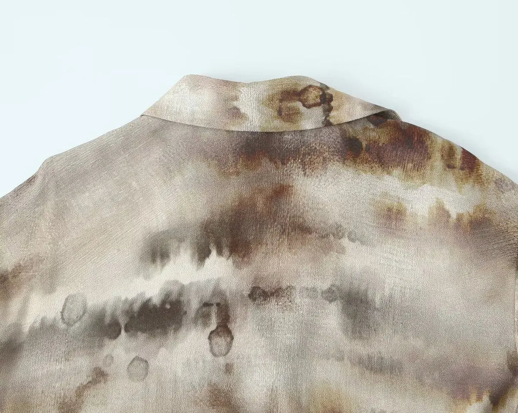 Women's clothing 2025 new fashion casual suits women's clothing European and American style tie-dye printed shirt straight pants